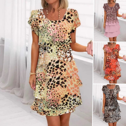 Versatile Stylish Leopard Colorful Print Sequin Dress