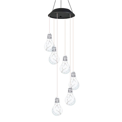 Colorful LED Solar-Powered Light Bulb Wind Chimes