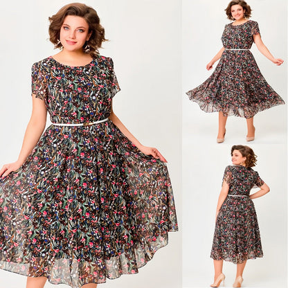 🔥Mother's Day Hot Sale 50%🌸Flowy Floral Dress with Delicate White Belt