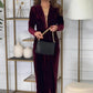 Classic Elegant Pleated Deep V Slit Dress