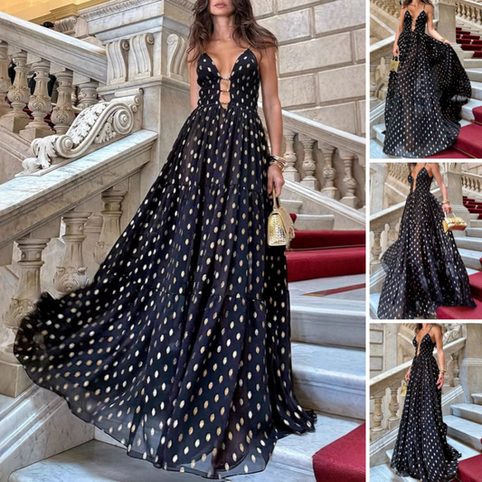 Spaghetti Strap Polka Dot Maxi Dress