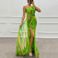 Women's Vibrant One-Shoulder High-Slit Maxi Dress