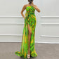 Women's Vibrant One-Shoulder High-Slit Maxi Dress