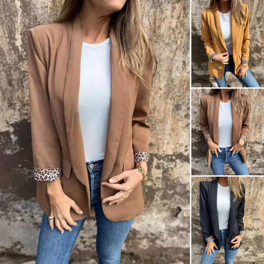 Women’s Stylish Blazer with Leopard Print Lining
