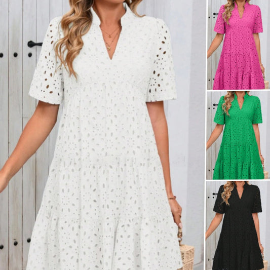 💥Last Day Special Sale 49% OFF💃Women's V-Neck A-Line Cutout Printed Dress