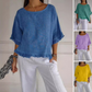 Women's Solid Round-Neck Short Sleeve Ruffle Tops