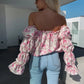 Floral Print Smocked Off-the-Shoulder Top