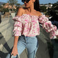 Floral Print Smocked Off-the-Shoulder Top