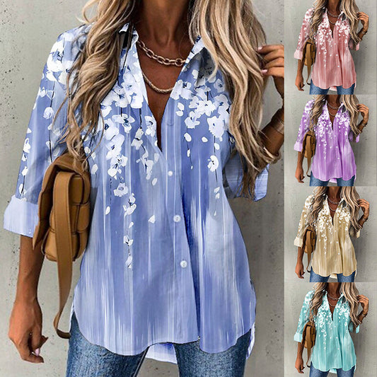 Women’s Floral Print Oversized Button-Down Shirt