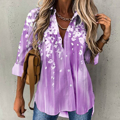 Women’s Floral Print Oversized Button-Down Shirt