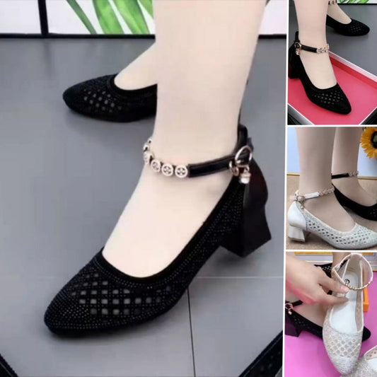 Women's Cutout Mesh Pointed Toe Sandals