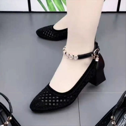 Women's Cutout Mesh Pointed Toe Sandals