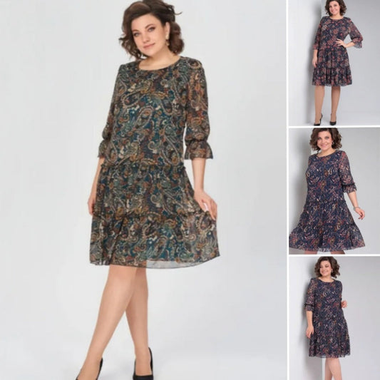 🎉Mother's Day Special Offer 💐Women's Casual Round Neck Printed Dress