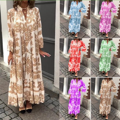 🌷Mother's Day Hot Sale 50% OFF🌸 Bohemian printed V-Neck maxi dress