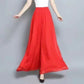 Women's Solid Color Chiffon High Waist Wide Leg Pants