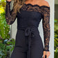 Women's Lace Off Shoulder Pant Jumpsuits