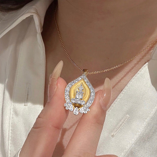 Retro Style Gold Tower Rhinestone Pendant