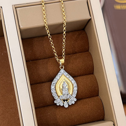 Retro Style Gold Tower Rhinestone Pendant