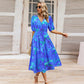 Women's V-neck Printed Casual Dress