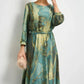 Women's Long Sleeve Fashion Printed Waist Dresses