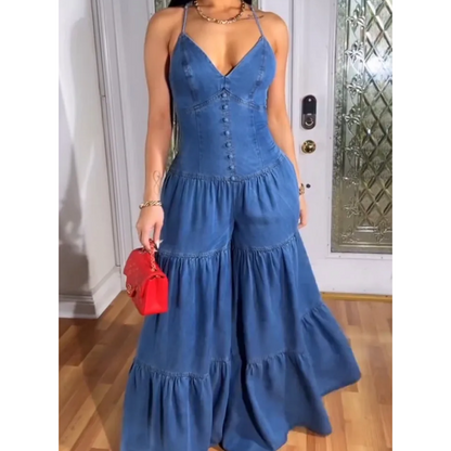 Women's Sexy V-Neck Backless Jumpsuit