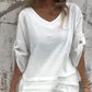Women's V-Neck Irregular Hem Top & Pants Set