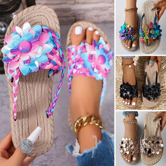 Women's Floral Slip-On Woven Sandals