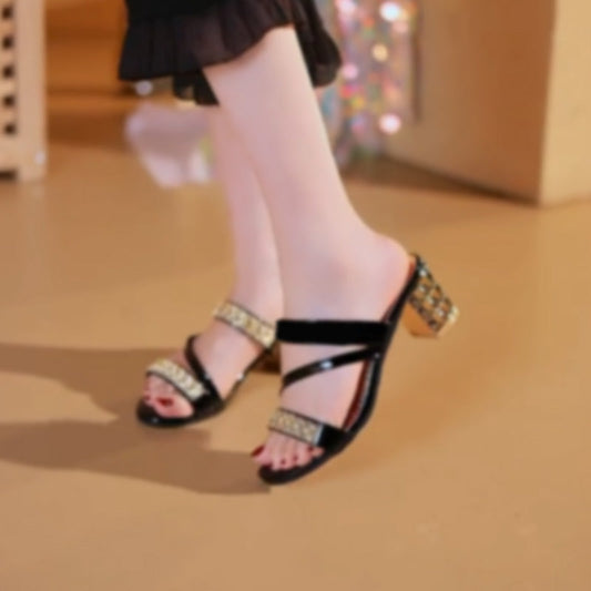 🔥New Arrival 2025🔥Women's Rhinestone-Embellished Block Heel Sandals