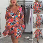 Women’s Elegant Floral Leopard Print V-Neck Dress