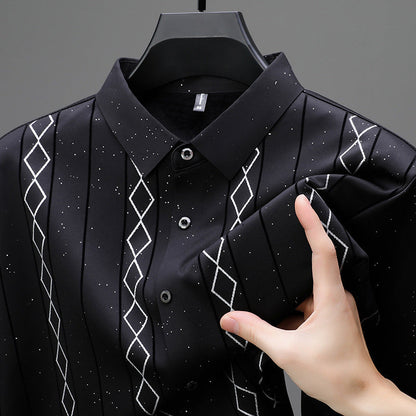 Men’s Trendy Print Iron-Free Long Sleeve Shirt