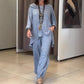 Women's Fashion Casual Solid Color Irregular Long Sleeve Two Piece Suit