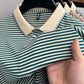 Men's Business Casual Striped Breathable Lapel T-Shirt