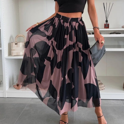 Women’s Trendy Print Elastic Waistband Flowy Maxi Skirt