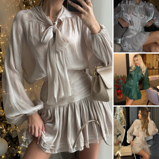 Fashion Bowknot Top High Waist Half-body Skirt Casual Set