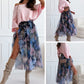 Off-Shoulder Loose Top & Mesh Printed Skirt Set