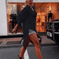 Women's Solid Color Long Sleeve Top with Irregular Hem