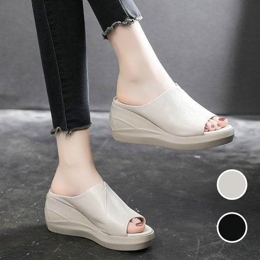 Women's Wedge Heel Open Toe Slip-on Casual Sandals