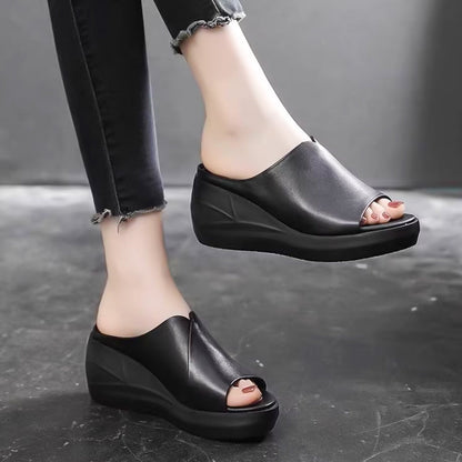 Women's Wedge Heel Open Toe Slip-on Casual Sandals