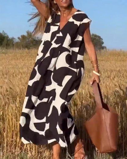 🎁 NEW IN 🔥V-Neck Print Dress