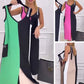 V-Neck Color Blocked Sleeveless Knit Dress