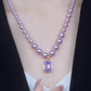 Elegant Purple Imitation Pearls Necklace with Pendant