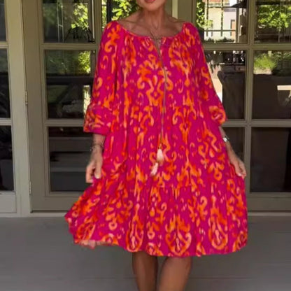 Women's Loose Fit Ruffle Hem Midi Dress