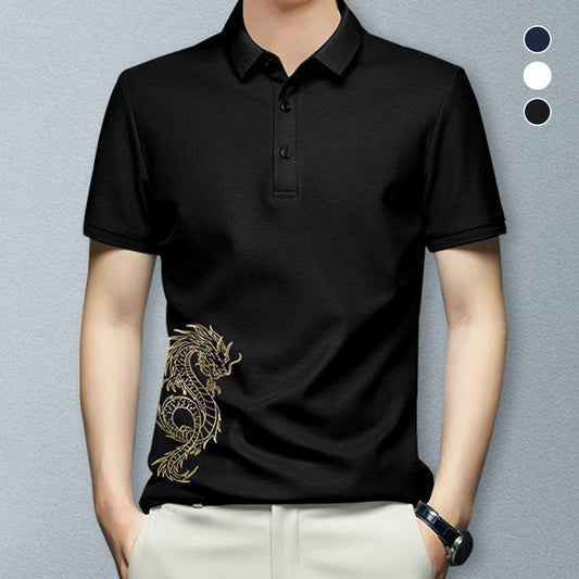 Men's Dragon Print Lapel Shirt