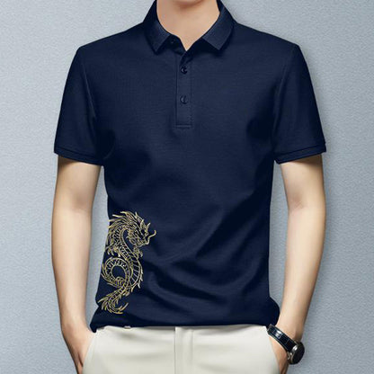 Men's Dragon Print Lapel Shirt