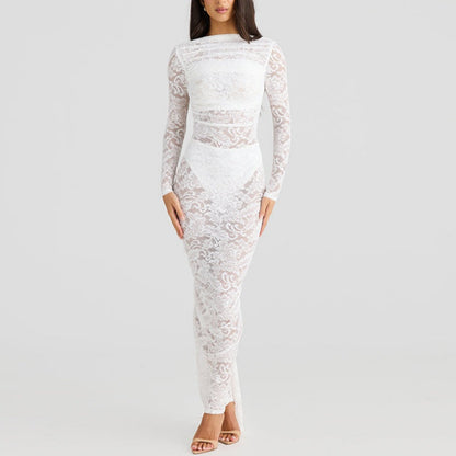 Sexy Backless Lace Maxi Dresses
