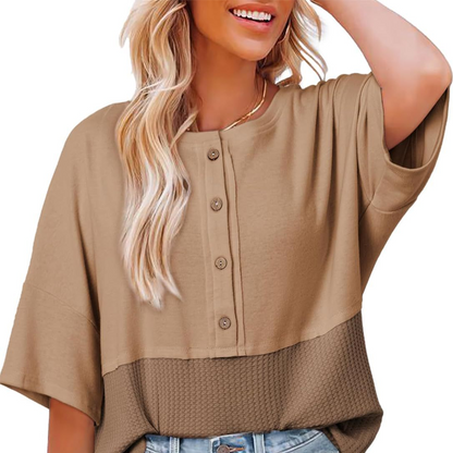 🌿Casual Button Down Waffle Knit Top