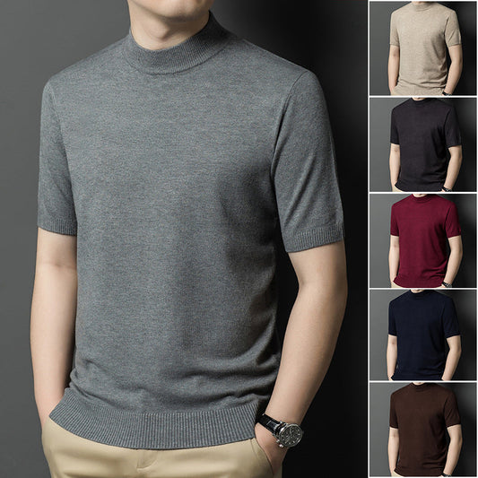 Men's Turtleneck Short-Sleeve Knit Top