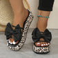 Leopard Print Bow Thick Sole Slippers