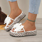 Leopard Print Bow Thick Sole Slippers
