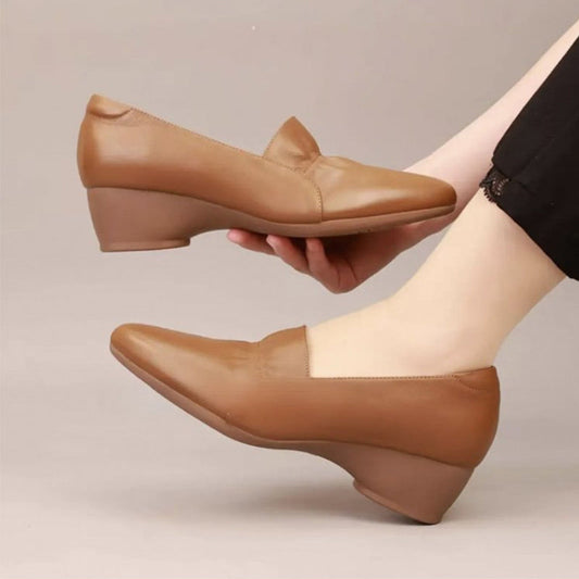 Women's Comfortable Low Heel Synthetic Leather Shoes